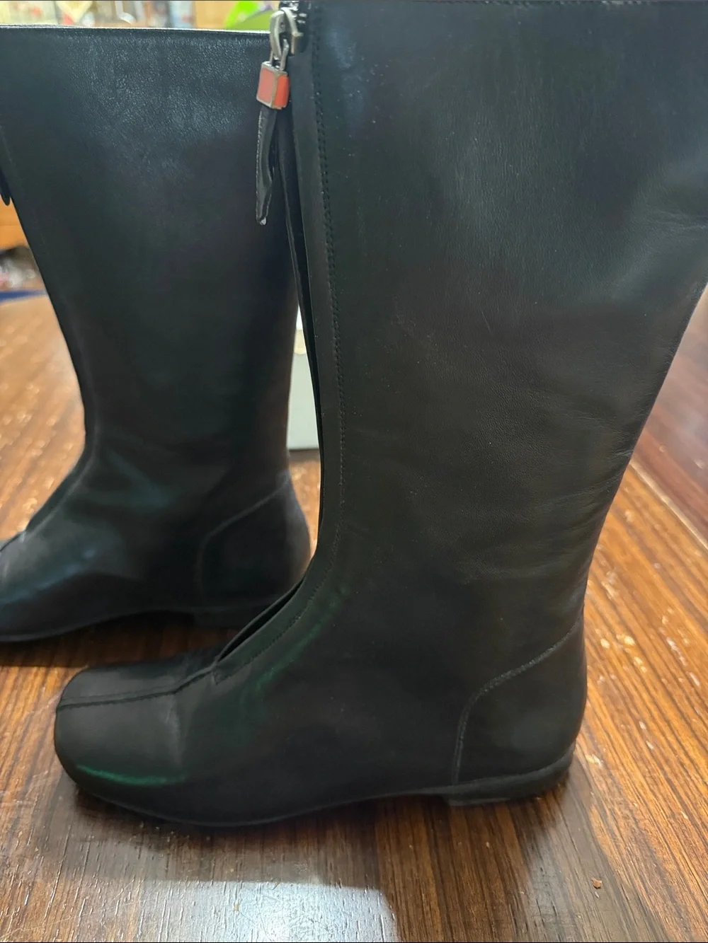 Bruno Magli Black Leather Mid-Calf Zip Boots Women's 5.5 NWOB